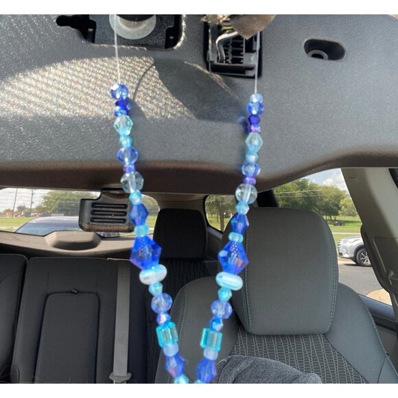Dinosaur Beaded Suncatcher Rearview Mirror Ornament Blue Crystal Prism Car Charm - Picture 6 of 10
